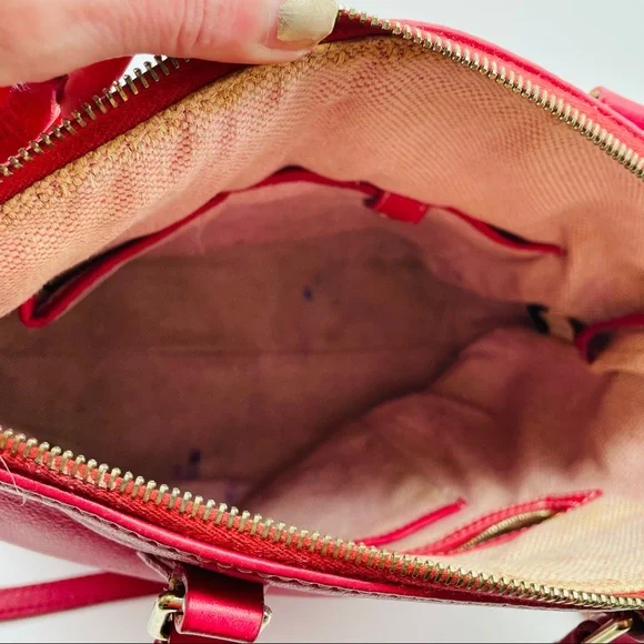 Dooney & Bourke Dillan double pocket satchel in dark pink - Picture 12 of 16